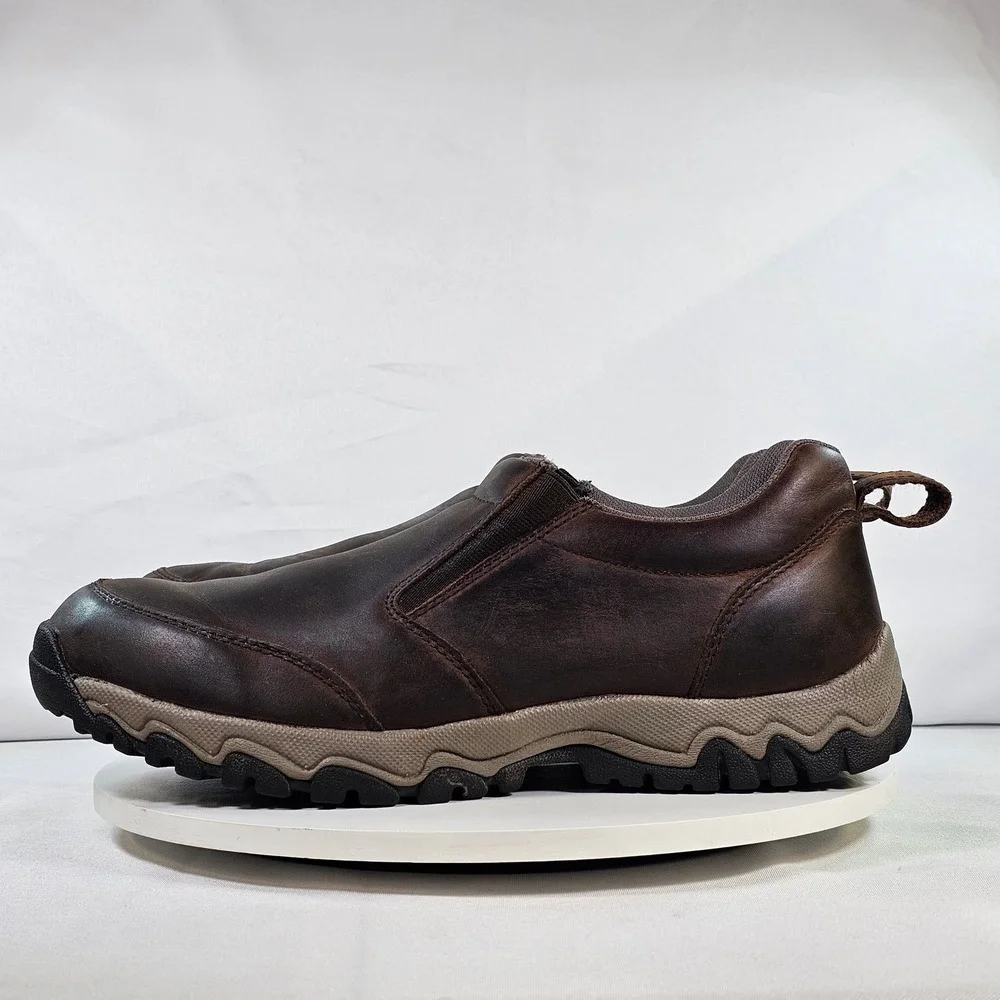 Duluth Trading Co Wild Boar Mocs Brown Leather Slip On Shoes Mens 11 Wide 49521